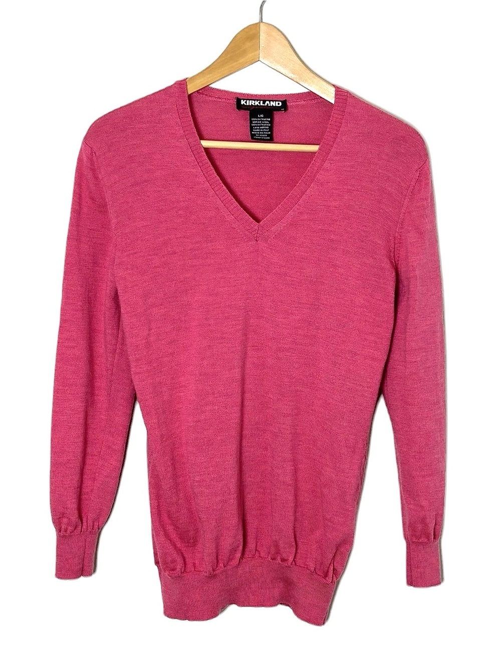 100% Extrafine Merino Kirkland V-neck Pink Fits S Machine Wash Made in Italy